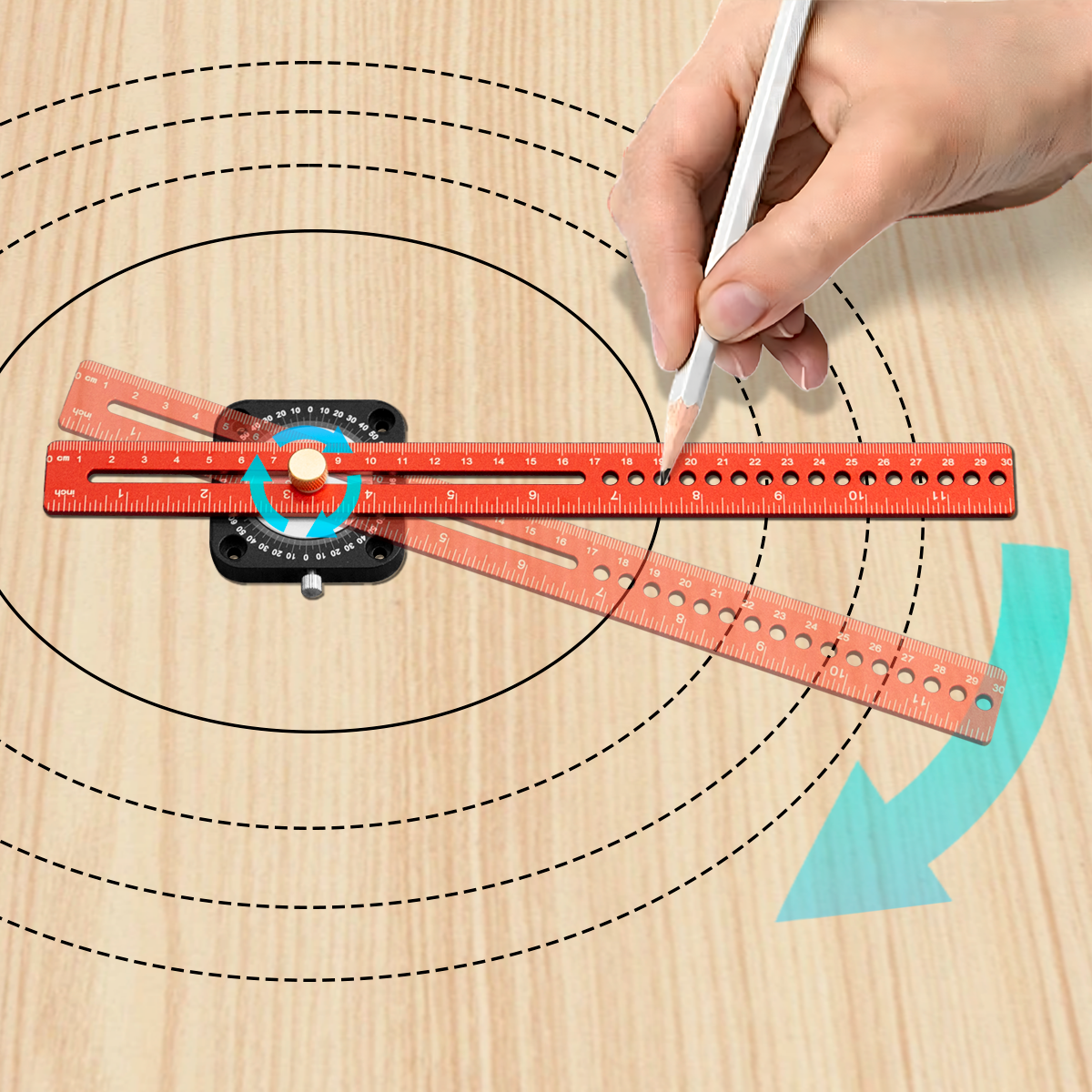 Woodworking Ruler - New Woodworking Scriber 360° Precision T-type