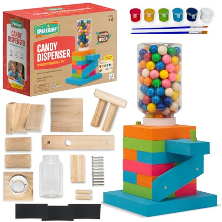 Wood Woodworking - Candy Dispenser Woodworking Kit Complete STEM