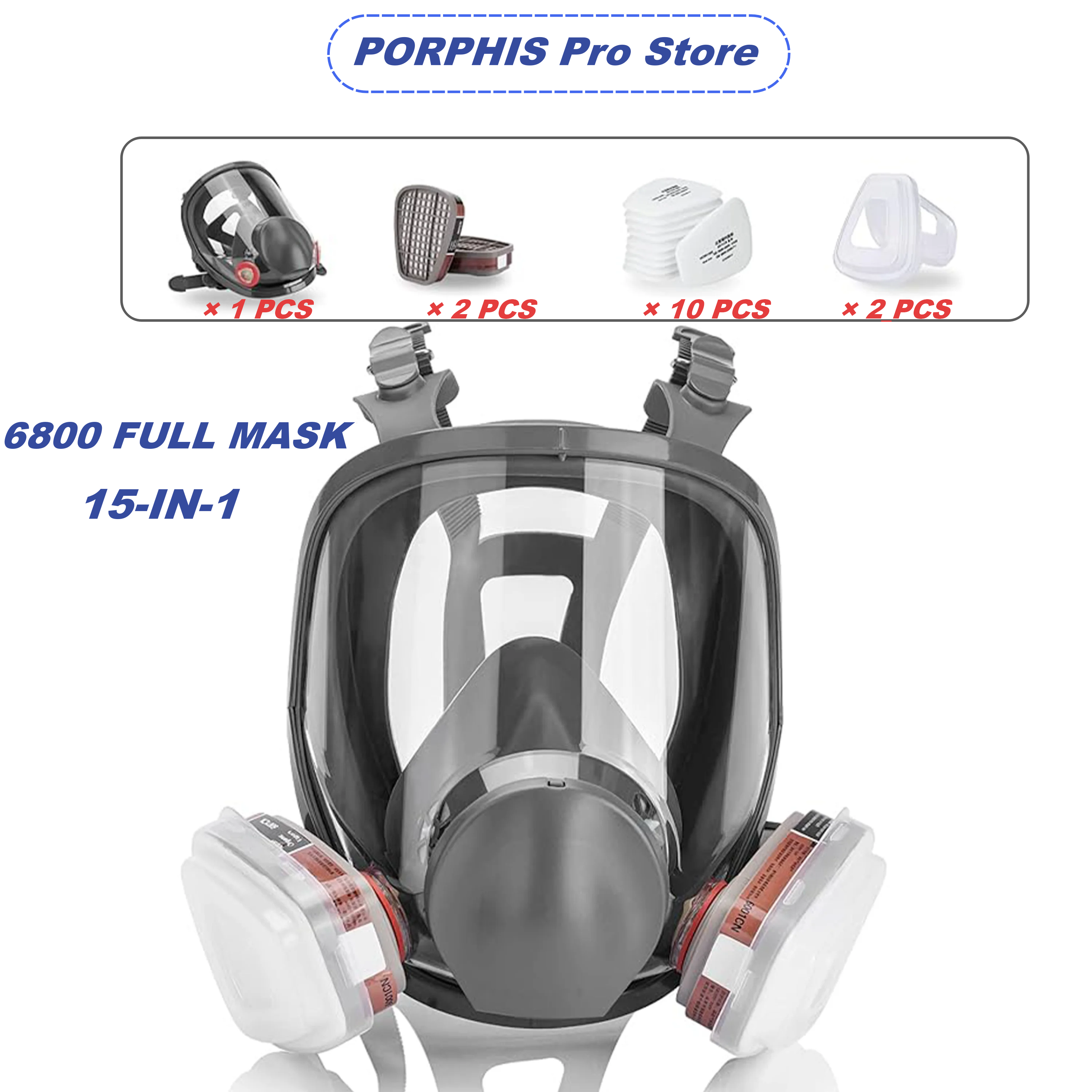 15-IN-1 6800 Gas Mask Full Fac - مراجعة Woodworking Respirator وسعره