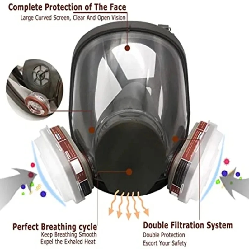 Large Size 6800 Gas Mask Full  - مراجعة Woodworking Respirator وسعره