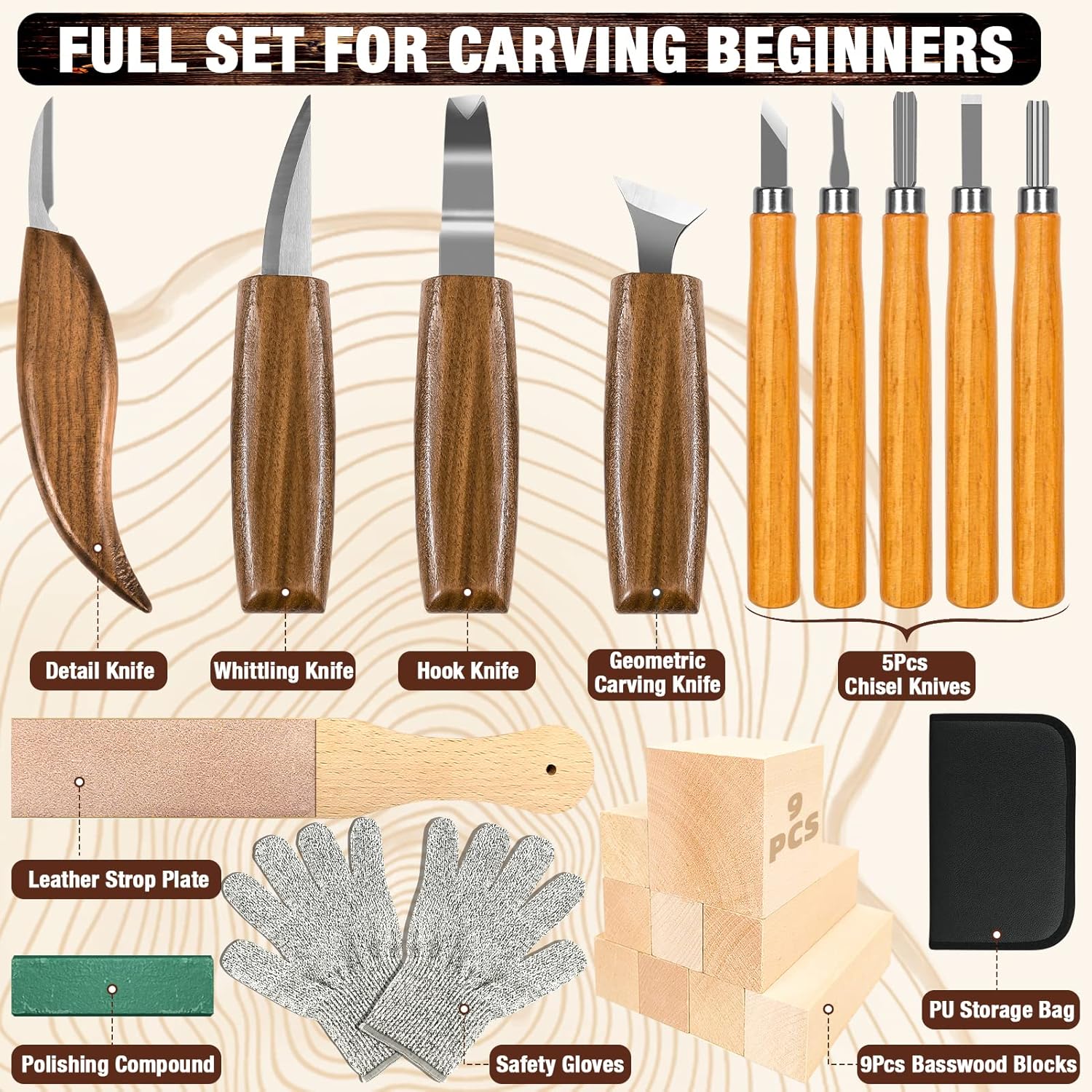 Wood Carving Kit, 23pcs Wood C - مراجعة Woodworking Hobby Kits وسعره